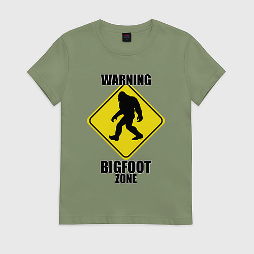Женская футболка Предупреждающий знак Bigfoot zone / Авокадо – фото 1