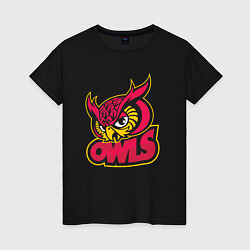 Футболка хлопковая женская Team owls, цвет: черный