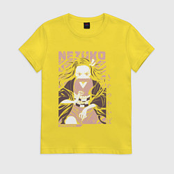 Футболка хлопковая женская Demon slayer Nezuko pinck, цвет: желтый