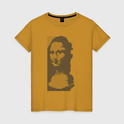 Футболка хлопковая женская Mona Lisa text, цвет: горчичный