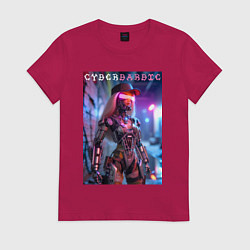 Футболка хлопковая женская Cyber Barbie - neon glow fantasy, цвет: маджента
