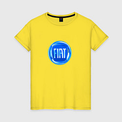 Футболка хлопковая женская FIAT logo blue, цвет: желтый