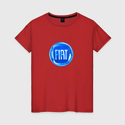 Футболка хлопковая женская FIAT logo blue, цвет: красный