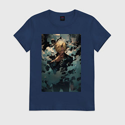 Футболка хлопковая женская Ван-Пис Санджи, цвет: тёмно-синий