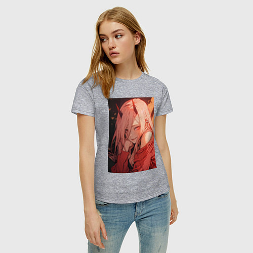 Женская футболка Человек-бензопила Пауэр Охотница на демонов / Меланж – фото 3