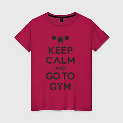 Футболка хлопковая женская Go to gym, цвет: маджента