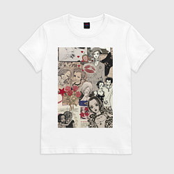 Футболка хлопковая женская Нана Осаки коллаж, цвет: белый