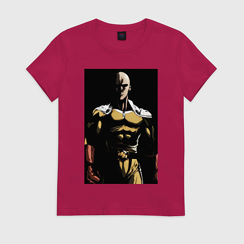 Женская футболка Ванпанчмен Сайтама супергерой / Маджента – фото 1