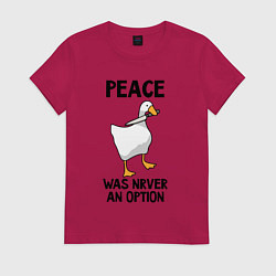 Футболка хлопковая женская Белый гусь с ножом, цвет: маджента