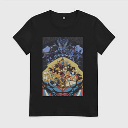 Футболка хлопковая женская Моя геройская академия Идзуку Мидория коллаж, цвет: черный