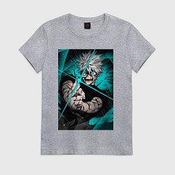 Футболка хлопковая женская Магическая битва Сатору Годзё пурпурный, цвет: меланж