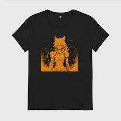 Футболка хлопковая женская Киберпанк анимэ, цвет: черный