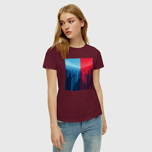 Женская футболка Архитектурный минимализм / Меланж-бордовый – фото 3