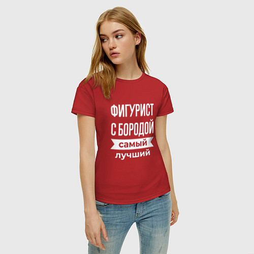 Женская футболка Фигурист с бородой / Красный – фото 3