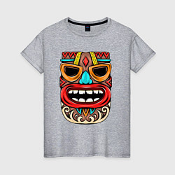 Футболка хлопковая женская Tiki mask, цвет: меланж