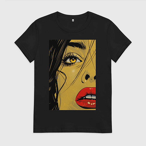 Женская футболка Женский портрет поп-арт / Черный – фото 1