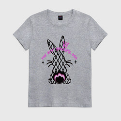 Футболка хлопковая женская Заяц - самая красивая попа, цвет: меланж