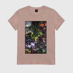 Футболка хлопковая женская Half life 1 - levels and bosses, цвет: пыльно-розовый
