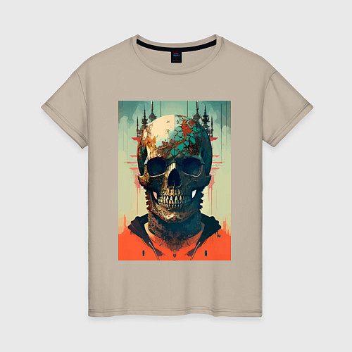 Женская футболка Ai art skull - fantasy / Миндальный – фото 1