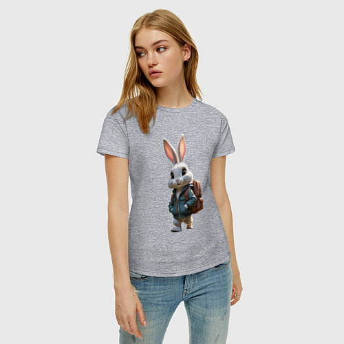 Женская футболка Зайчик идёт в школу / Меланж – фото 3