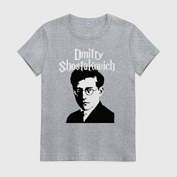 Футболка хлопковая женская Дмитрий Шостакович с портретом, цвет: меланж