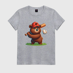 Футболка хлопковая женская Bear cub batter Baltimore Orioles - ai art, цвет: меланж