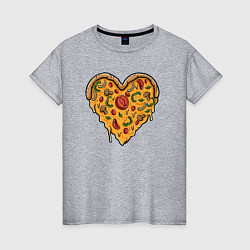 Футболка хлопковая женская Pizza heart, цвет: меланж
