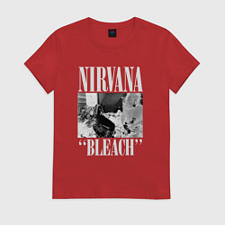 Футболка хлопковая женская Nirvana bleach black album, цвет: красный