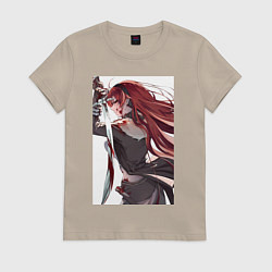 Футболка хлопковая женская Реинкарнация безработного Бореас Грейрат, цвет: миндальный