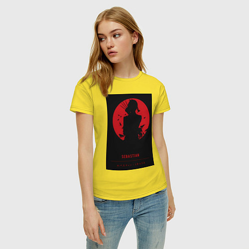 Женская футболка Тёмный дворецкий Себастьян Михаэлис боец / Желтый – фото 3