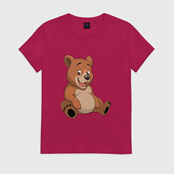 Футболка хлопковая женская Плюшевый мишка, цвет: маджента