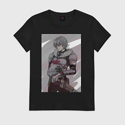 Футболка хлопковая женская Убийца гоблинов воин рыцарь, цвет: черный