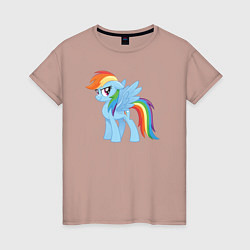 Футболка хлопковая женская Рейнбоу Дэш из My Little Pony в кино, цвет: пыльно-розовый