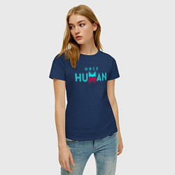 Футболка хлопковая женская Once human logo, цвет: тёмно-синий — фото 2