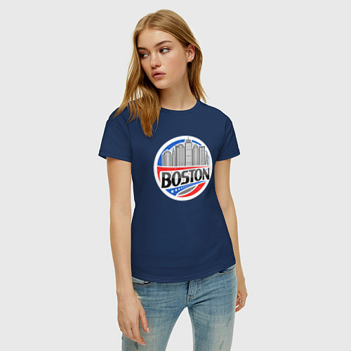 Женская футболка City Boston / Тёмно-синий – фото 3