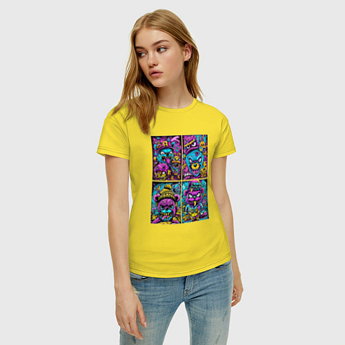 Женская футболка Яркие неоновые картинки с монстрами / Желтый – фото 3