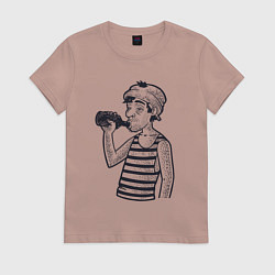 Футболка хлопковая женская Алкаш, цвет: пыльно-розовый