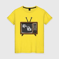 Футболка хлопковая женская TV shot, цвет: желтый