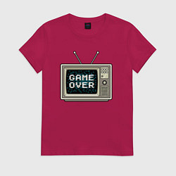 Футболка хлопковая женская Game over tv, цвет: маджента