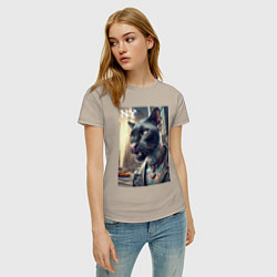 Футболка хлопковая женская Cool dude panther from New York - ai art, цвет: миндальный — фото 2