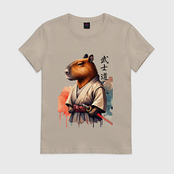 Женская футболка Capybara samurai - ai art fantasy