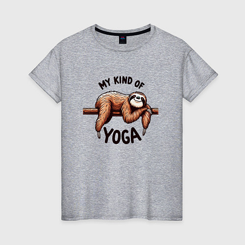 Женская футболка Смешной ленивец отдыхает на ветке мой вид йоги / Меланж – фото 1