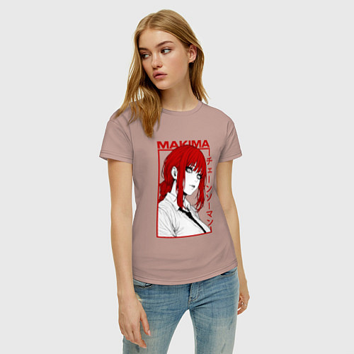 Женская футболка Макима аниме / Пыльно-розовый – фото 3