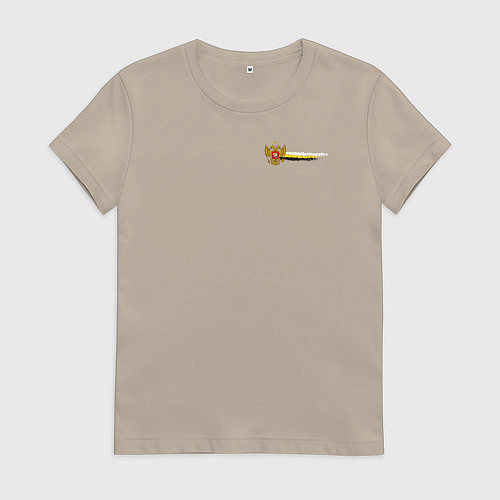 Женская футболка Герб и флаг российской империи для патриотов / Миндальный – фото 1