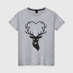 Футболка хлопковая женская Love deer, цвет: меланж