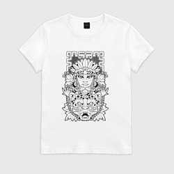 Футболка хлопковая женская Мифическая принцесса ацтеков, цвет: белый