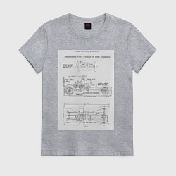 Футболка хлопковая женская Ford чертежи автомобиля, цвет: меланж