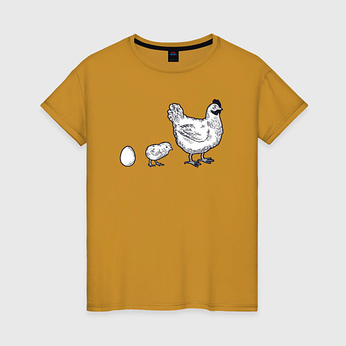 Женская футболка Куриное семейство / Горчичный – фото 1