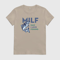 Футболка хлопковая женская Milf милфа, цвет: миндальный