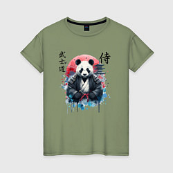 Футболка хлопковая женская Panda - bushido samurai code, цвет: авокадо